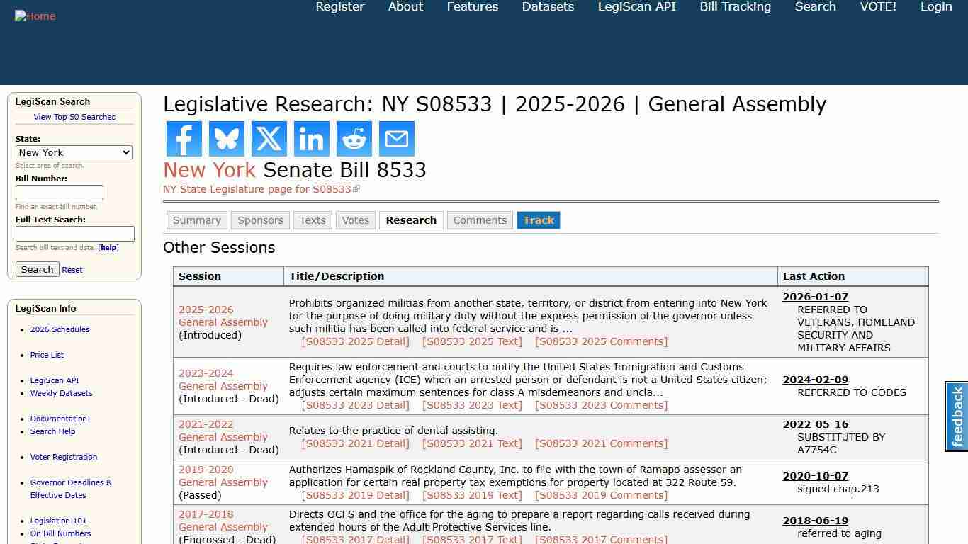 Legislative Research: NY S08533 2025-2026 General Assembly LegiScan