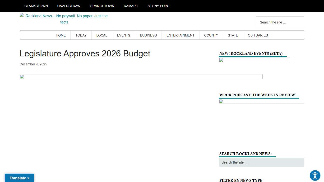 Legislature Approves 2026 Budget - Rockland News - No paywall. No paper. Just the facts.